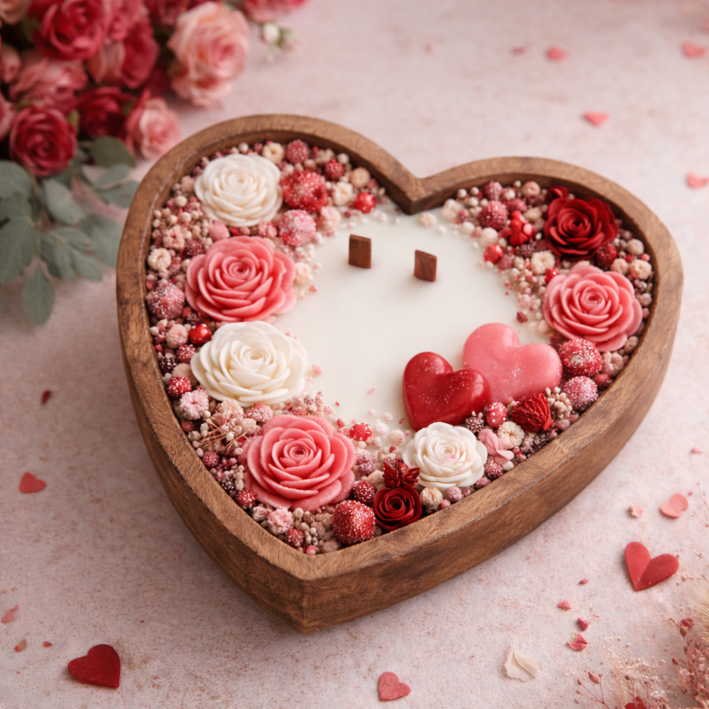 Devotion – Heart-Shaped Wooden Bowl Candle | Romance Collection