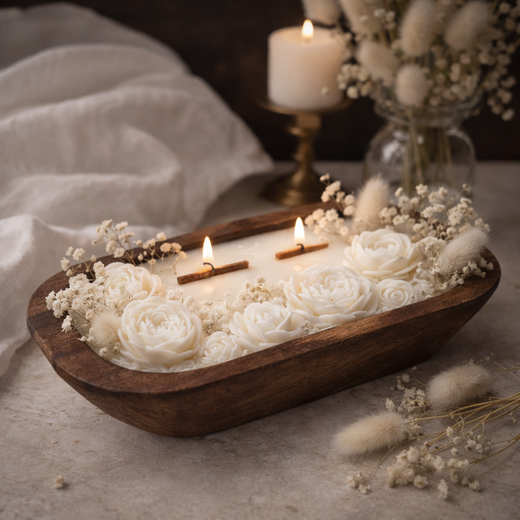 Held in Bloom - Wooden Bowl Candle